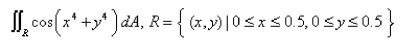 Select the correct Answer for each question. -Use the Midpoint Rule with four squares of equal size to estimate the double integral.   A)    B)    C)    D)    E)   