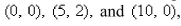 Select the correct Answer for each question. -Find the mass and the center of mass of the lamina occupying the region R, where R is the triangular region with vertices   and having the mass density   A)    B)    C)    D)   