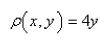 Find the center of mass of the lamina that occupies the region D and has the given density function, if D is bounded by the parabola   and the x-axis.  