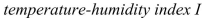 The   (or humidex, for short) is the perceived air temperature when the actual temperature is T and the relative humidity is h, so we can write   The following table of values of I is an excerpt from a table compiled by the National Oceanic and Atmospheric Administration.For what value of T is    