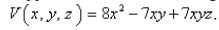 Select the correct Answer: for each question. -Suppose that over a certain region of space the electrical potential V is given by   Find the rate of change of the potential at   in the direction of the vector   A)    B)    C) 44 D) 20 E) -0.96