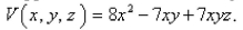 Suppose that over a certain region of space the electrical potential V is given by   Find the rate of change of the potential at   in the direction of the vector   Select the correct Answer A)    B)    C) 44 D) 20 E) -0.96