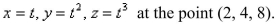 Find equations of the normal plane to