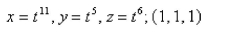 Find parametric equations for the tangent line to the curve with the given parametric equations at the specified point.  