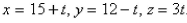 Select the correct Answer: for each question. -Find parametric equations for the line through the point   that is parallel to the plane   and perpendicular to the line   A)    B)    C)    D)    E)   