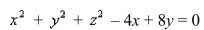 Find the center and the radius of the sphere that has the given equation.Select the correct Answer   A)    B) ( -2, 4, 0) , 20 C)    D) ( 2, -4, 0) , 20