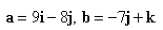 Calculate the angle between a and b (correct to the nearest degree) .   Select the correct Answer A)    B)    C)    D)    E) None of these