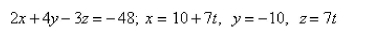 Find the point at which the line given by the parametric equations below intersects the plane.   Select the correct Answer A)    B)    C)    D)    E)   