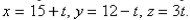 Find parametric equations for the line through the point   that is parallel to the plane and perpendicular to the line  