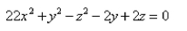 Classify the surface.Select the correct Answer   A) A hyperboloid of one sheet with center   and axis parallel to the   B) A cone with axis parallel to the   and vertex   C) A circular paraboloid with vertex   and axis the  