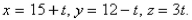 Find parametric equations for the line through the point   that is parallel to the plane   and perpendicular to the line   Select the correct Answer A)    B)    C)    D)    E)   