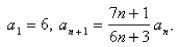 The terms of a series are defined recursively by the equations   Determine whether   converges or diverges.