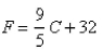 Select the correct Answer for each question. -The relationship between the Fahrenheit and Celsius temperature scales is given by the linear function.   What is the F-intercept and what does it represent? A)    Fahrenheit temperature corresponding to   B)    Celsius temperature corresponding to   C) 32, Celsius temperature corresponding to   D) 0, Fahrenheit temperature corresponding to   E) 32, Fahrenheit temperature corresponding to  