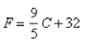 The relationship between the Fahrenheit and Celsius temperature scales is given by the linear function.   What is the F-intercept and what does it represent?