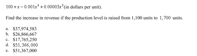 The marginal revenue from producing x units of a certain product is