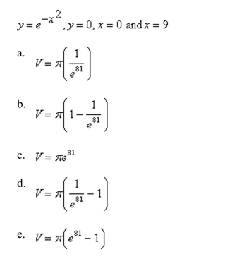 Find the volume of the solid obtained by rotating about the y axis the region bounded by the curves.