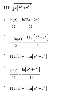 Use the properties of logarithms to expand the quantity.