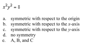 for symmetry with respect to each axis and to the origin.