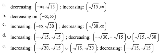 Identify the open intervals where the function decreasing.