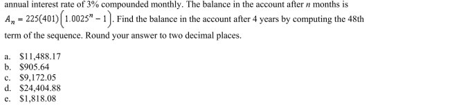 deposit of $225 is made at the beginning of each month into an account at an