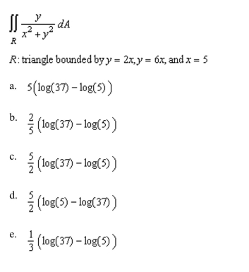 up an integral for both orders of integration, and use the more convenient order to evaluate the integral below over the region R.
