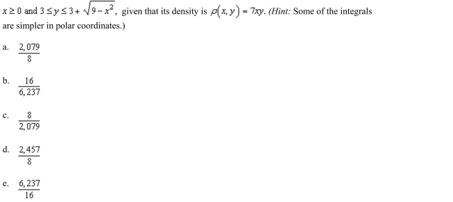 the mass of the lamina described by the inequalities