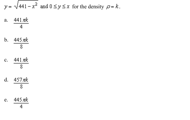 the mass of the lamina bounded by the graphs of the equations