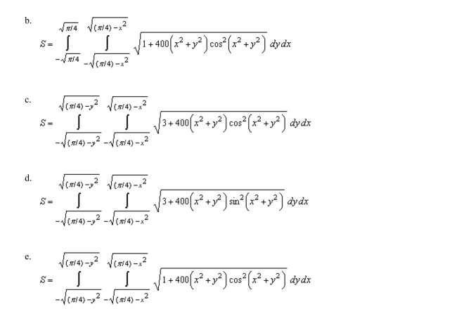 up a double integral that gives the area of the surface on the graph of
