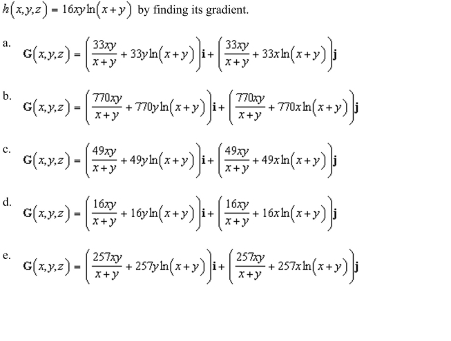 the conservative vector field for the potential function
