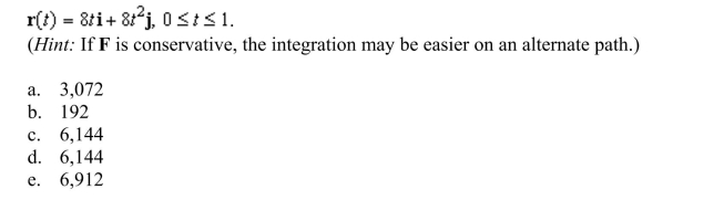 the value of the line integral