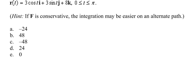 the value of the line integral