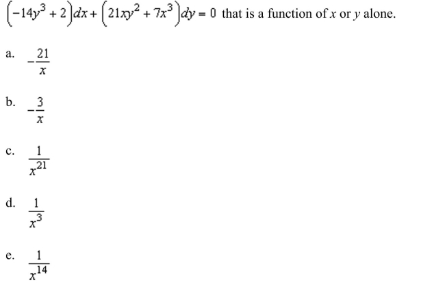 the integrating factor of the differential equation