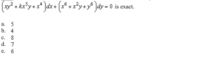 the value of k such that the differential equation
