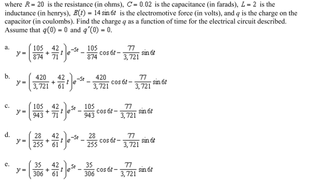 the electrical circuit differential equation