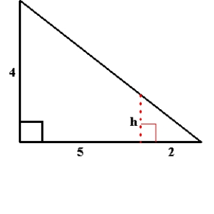  Solve the triangle for the indicated side.   A)   \text { side } h : \frac { 7 } { 8 }  B)   \text { side } h : \quad \frac { 15 } { 7 }  C)   \text { side } h : \quad \frac { 8 } { 7 }  D)   \text { side } h : \frac { 7 } { 15 }  E)   \text { side } h : \frac { 4 } { 7 }