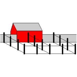  A rancher plans to use an existing stone wall and the side of a barn as a boundary for two adjacent rectangular corrals. Fencing for the perimeter costs 15 per foot. To separate the corrals, a fence that costs 6 per foot will divide the region. The total area of the two corrals is to be  6000  square feet. Use Lagrange multipliers to find the dimensions that will minimize the cost of the fencing.   A) dimensions:  50  feet by  60  feet B) dimensions:  60  feet by  50  feet C) dimensions:  25  feet by  60  feet D) dimensions:  30  feet by  50  feet E) dimensions:  25  feet by  30  feet 