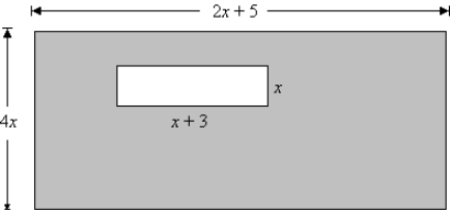 Find the area of the shaded region in the figure. Write your result as a polynomial in standard form.   A) 7x2 + 17x B) 7x2 + 23x C) 9x2 + 17x D) 9x2 + 23x E) 8x2 + 18x