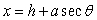 Which set of parametric equations represents the following line or conic? Use   and   . Hyperbola: vertices   foci   A)     B)     C)     D)     E)    