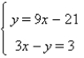 Solve the system by substitution, if possible.   A) (9, -2)  B) (6, 3)  C) (-3, 10)  D) (3, 6)  E) no solutions