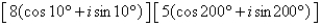 Perform the operation shown below and leave the result in trigonometric form.   A)    B)    C)    D)    E)   