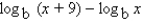 Assume that x is a positive number. Use the properties of logarithms to write the expression   as the logarithm of one quantity. A)      B)      C)      D)      E)   