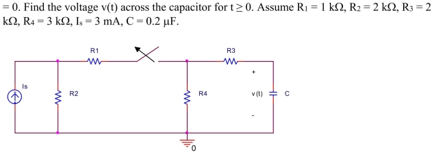 switch in the circuit shown below has been closed for a long time before it is opened at t  <div style=padding-top: 35px> 