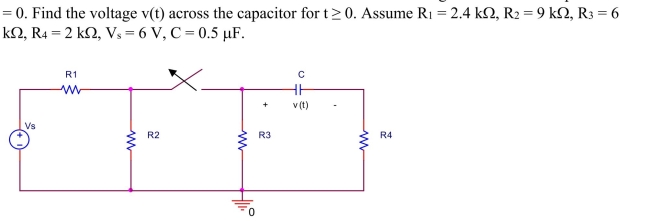 switch in the circuit shown below has been closed for a long time before it is opened at t  <div style=padding-top: 35px> 