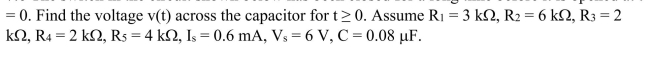 switch in the circuit shown below has been closed for a long time before it is opened at t    <div style=padding-top: 35px> 