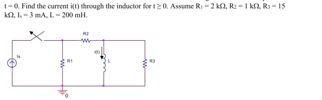 The switch in the circuit shown below has been closed for a long time before it is opened at  <div style=padding-top: 35px> 