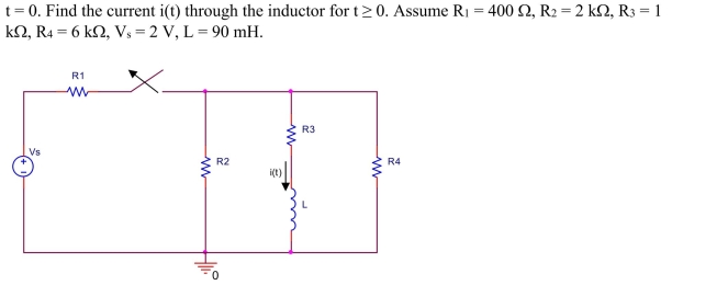 The switch in the circuit shown below has been closed for a long time before it is opened at  <div style=padding-top: 35px> 