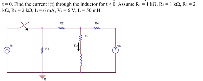 The switch in the circuit shown below has been opened for a long time before it is closed at  <div style=padding-top: 35px> 