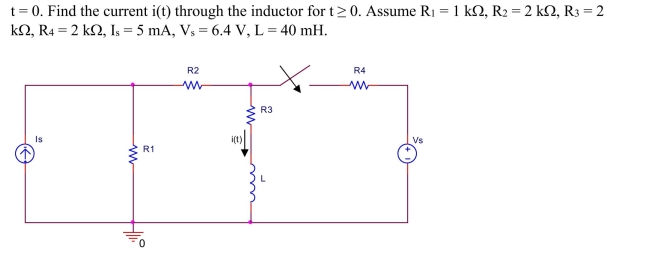The switch in the circuit shown below has been opened for a long time before it is closed at  <div style=padding-top: 35px> 