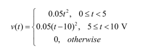 The voltage across an inductor with inductance of 510 mH is given by   Find the current through the inductor i(t) and plot the voltage and current as a function of time.<div style=padding-top: 35px> 