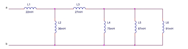 Find the equivalent capacitance between terminals a and b of the circuit shown below.  